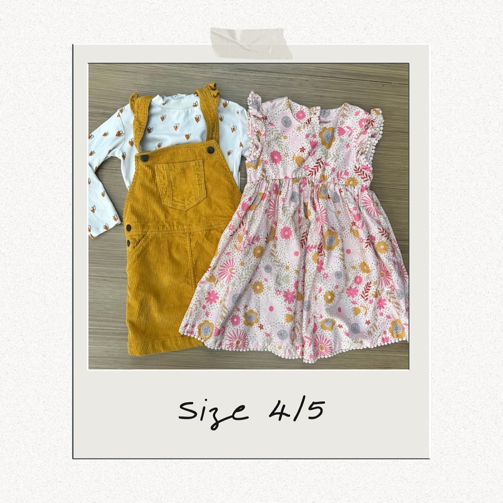 Zara Heart Top Gap Yellow Corduroy Skirt Overalls Mothercare Dress Size‎ 4/5